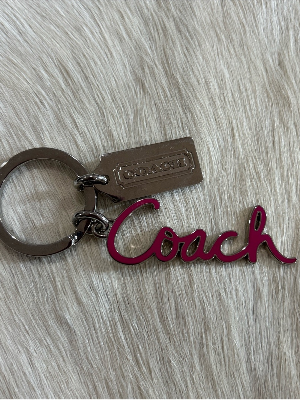 Coach Collectible Script Signature Bag Charm Key Chain Pink Enamel - Picture 2 of 5